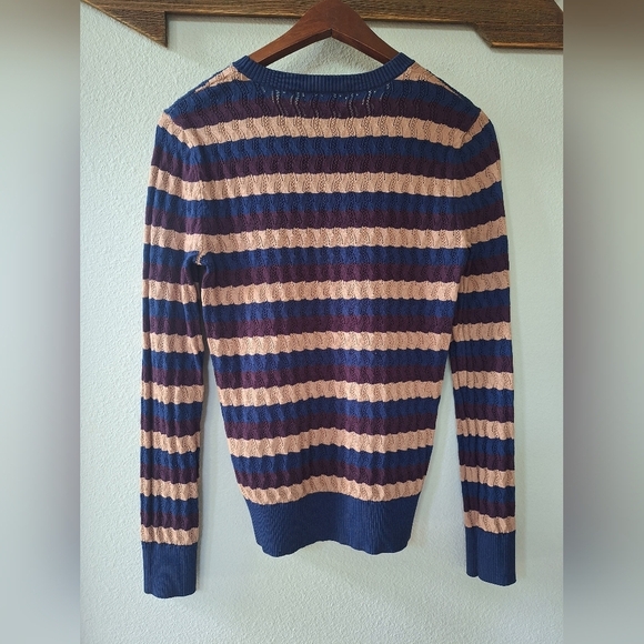 Jason Wu Womens Textured Lightweight Striped Sweater Crew Neck Stretch Size S - Picture 6 of 7